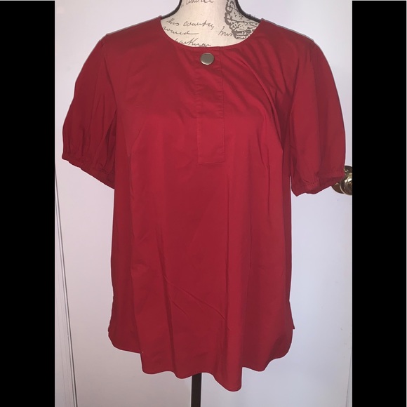 Red Eloquii Short Sleeve Metal Accent Top - Picture 1 of 6